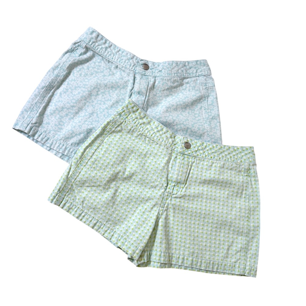 Gap Kids Y2K Shorts Bundle Size 10 Blue Floral Green Gingham Cotton Casual
